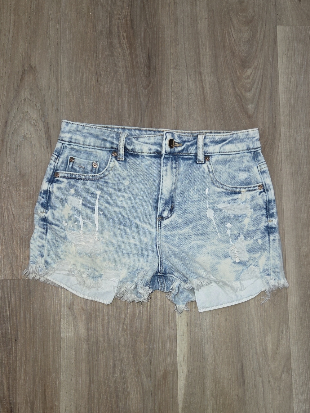 •Tractr• Little Girls Paint Splatter Blue Jean Shorts